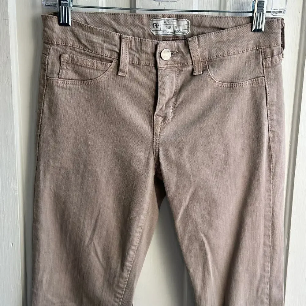 Free People FP Skinny Jeans Size 28 Taupe Gray Brown Stretch Ankle Jeans